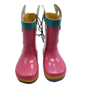 Girl's Peppa Pig Pink Rainbow Pull-on Rain Boots - Size 5/6